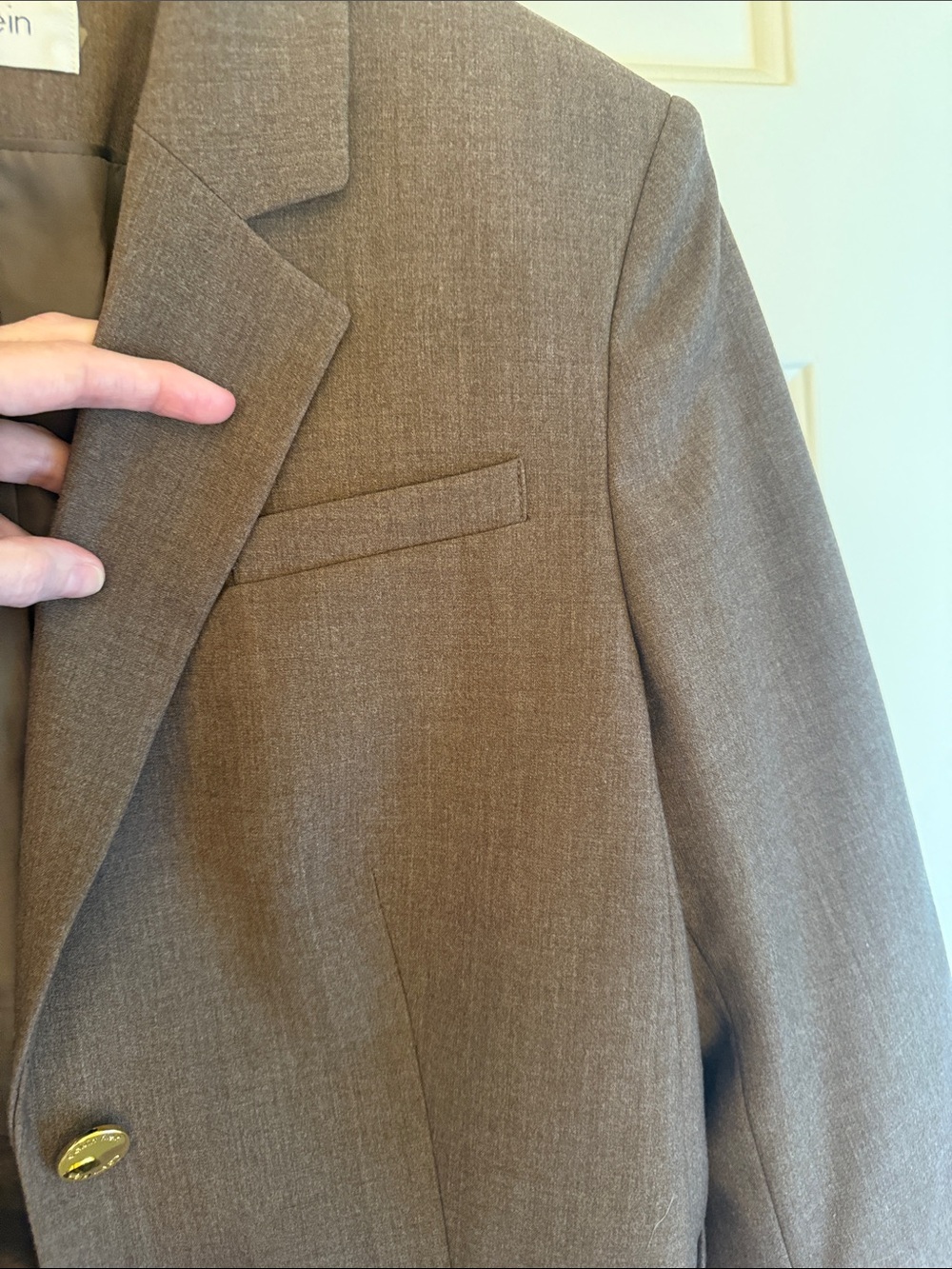 Calvin Klein Women's Brown Two-Button Tailored Blazer - Picture 7 of 8